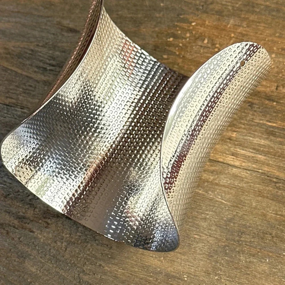 Oversized /maxi bangle statement silver cuff bracelet adjustable - Picture 2 of 6